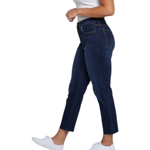 Seven7 The Tower High Rise Medium Wash Ripped Knee Cropped Jeans Plus Size 20 - Picture 1 of 11